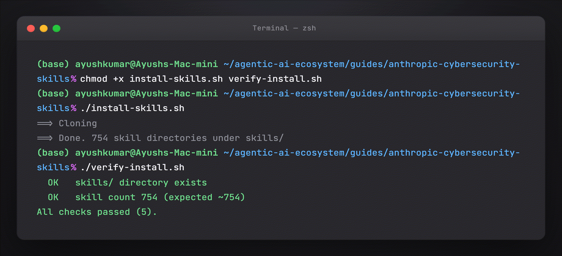 Option C — install-skills.sh + verify