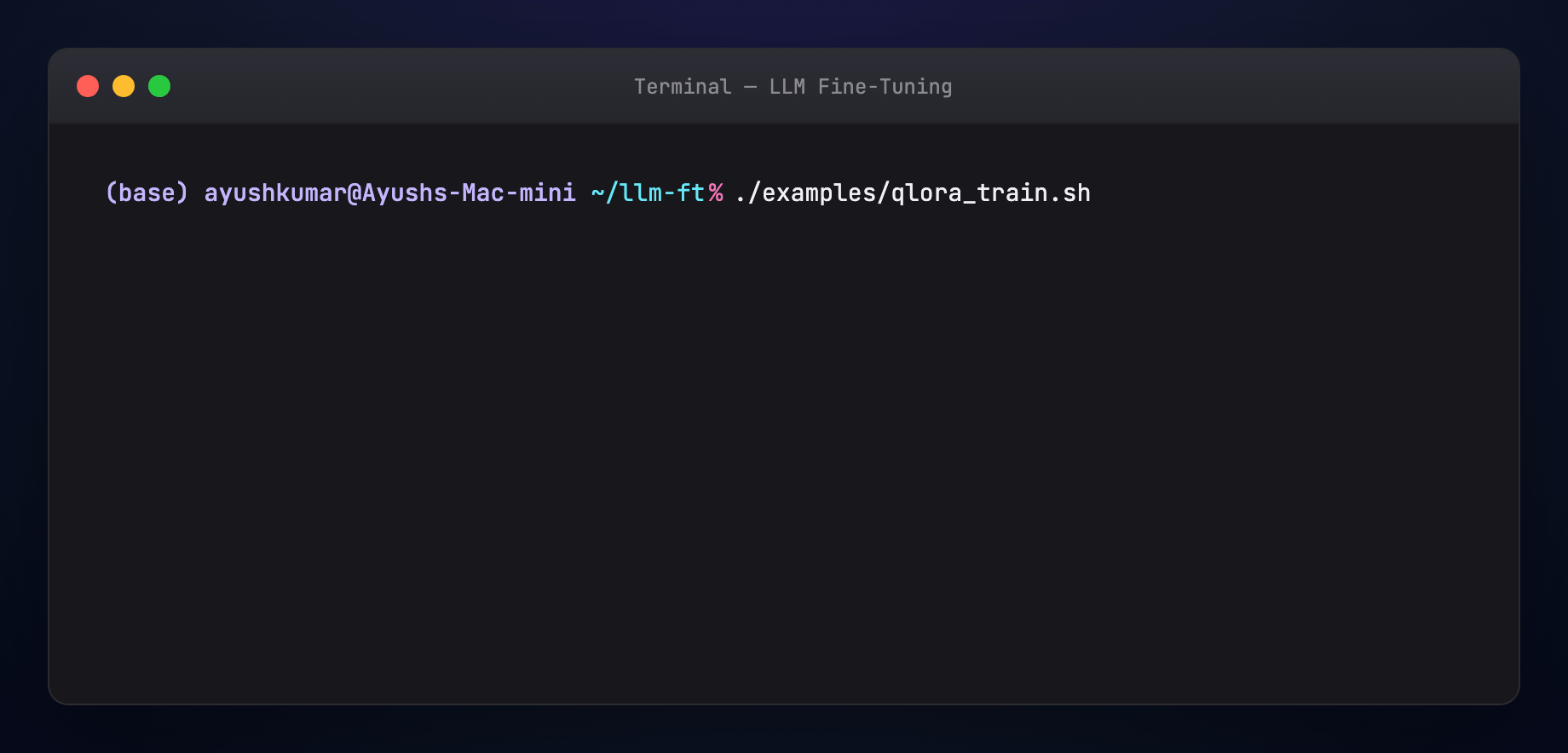 QLoRA training — animated terminal