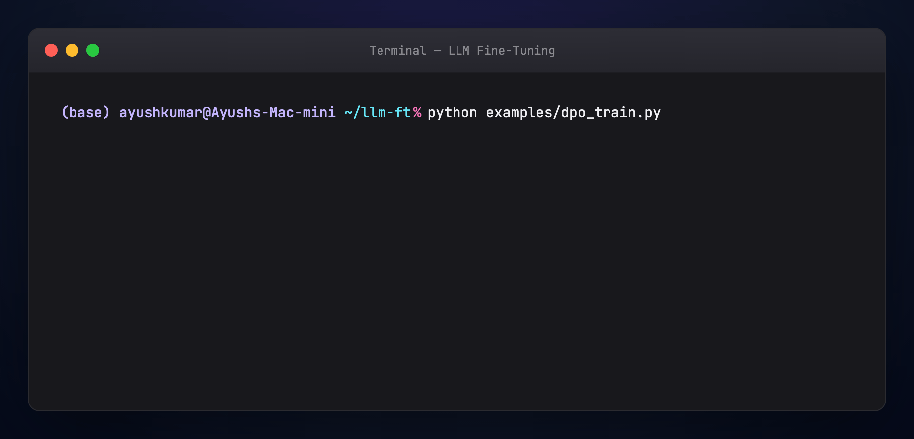DPO training — animated terminal