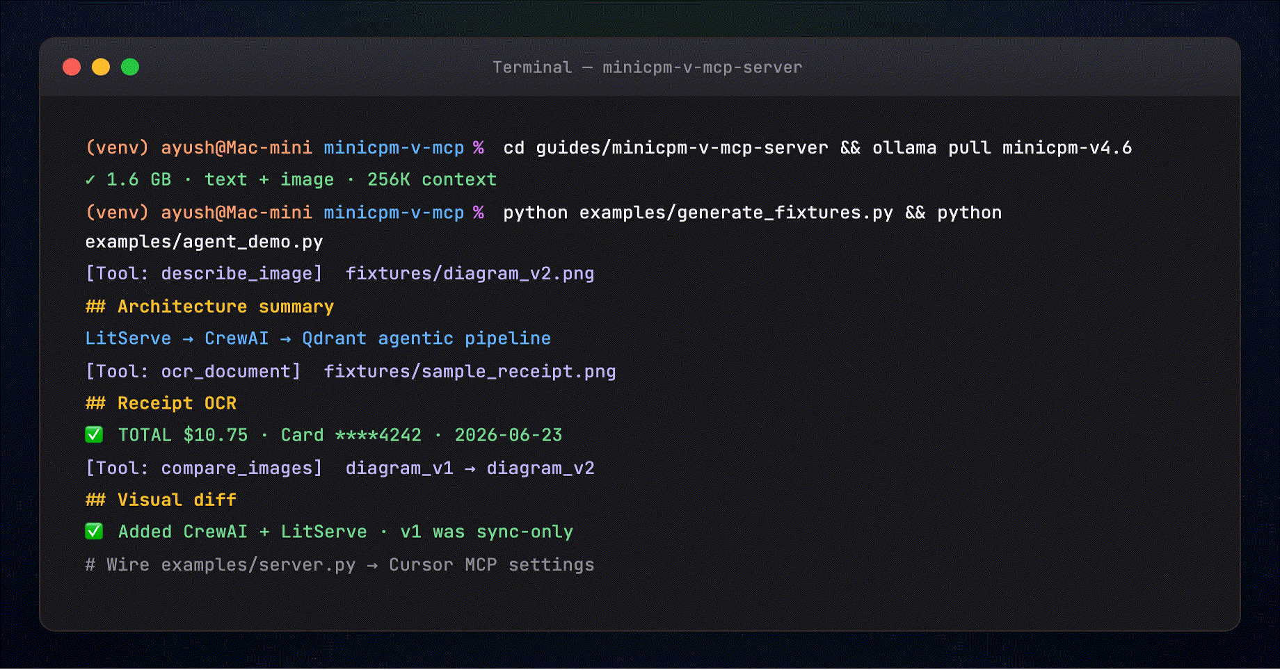 Agent demo — describe_image, ocr_document, compare_images